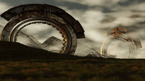 Realistic 3d scifi landscape model with environment 3D model preview image